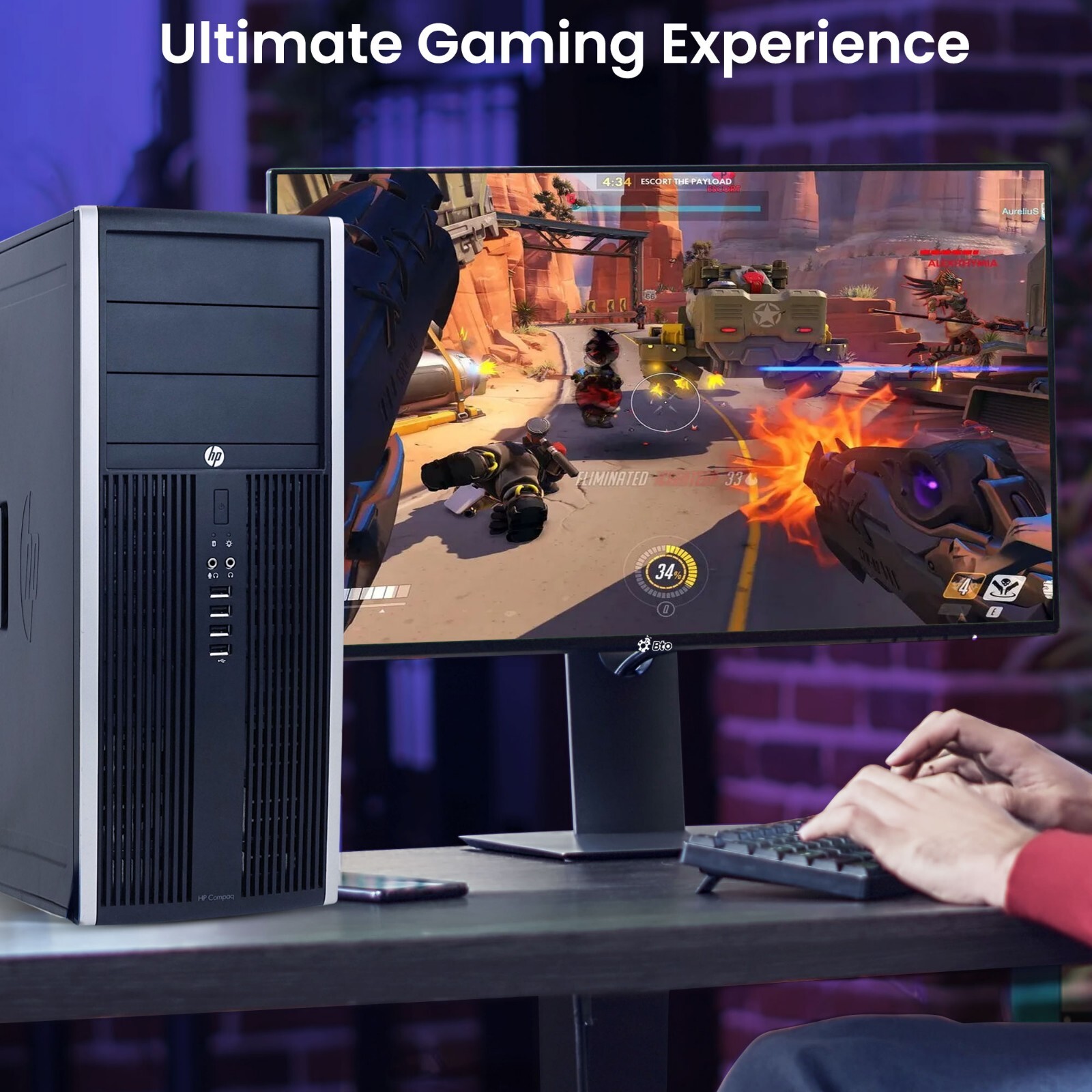 HP Gaming PC MT i5-3rd 16GB 512GB M.2 SSD 2TB HDD NVIDIA GTX 1050 Ti WiFi Win 11