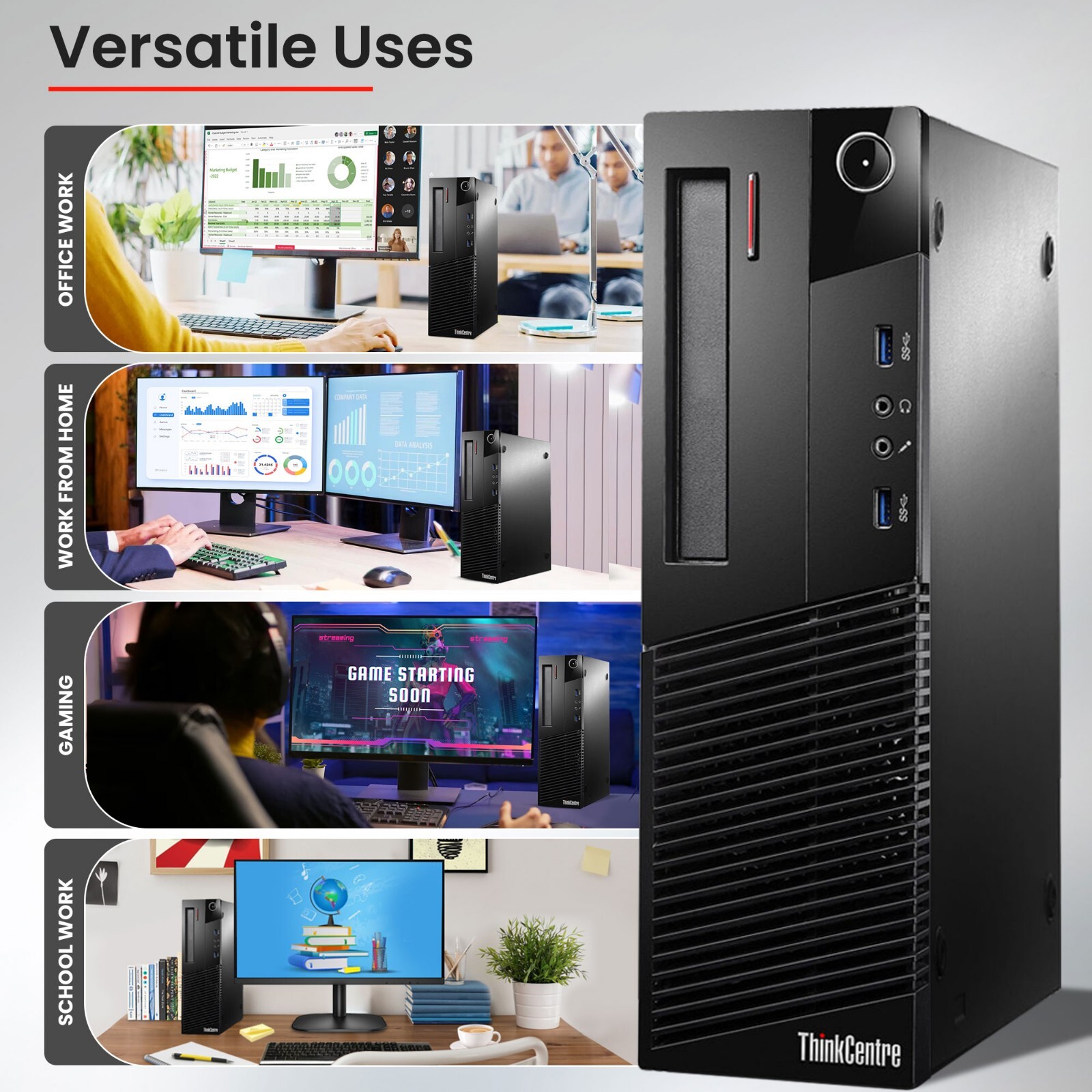 Lenovo M82 Gaming Computer Desktop PC i5 16GB Ram 1TB HDD NVIDIA 1030 WiFi Win11
