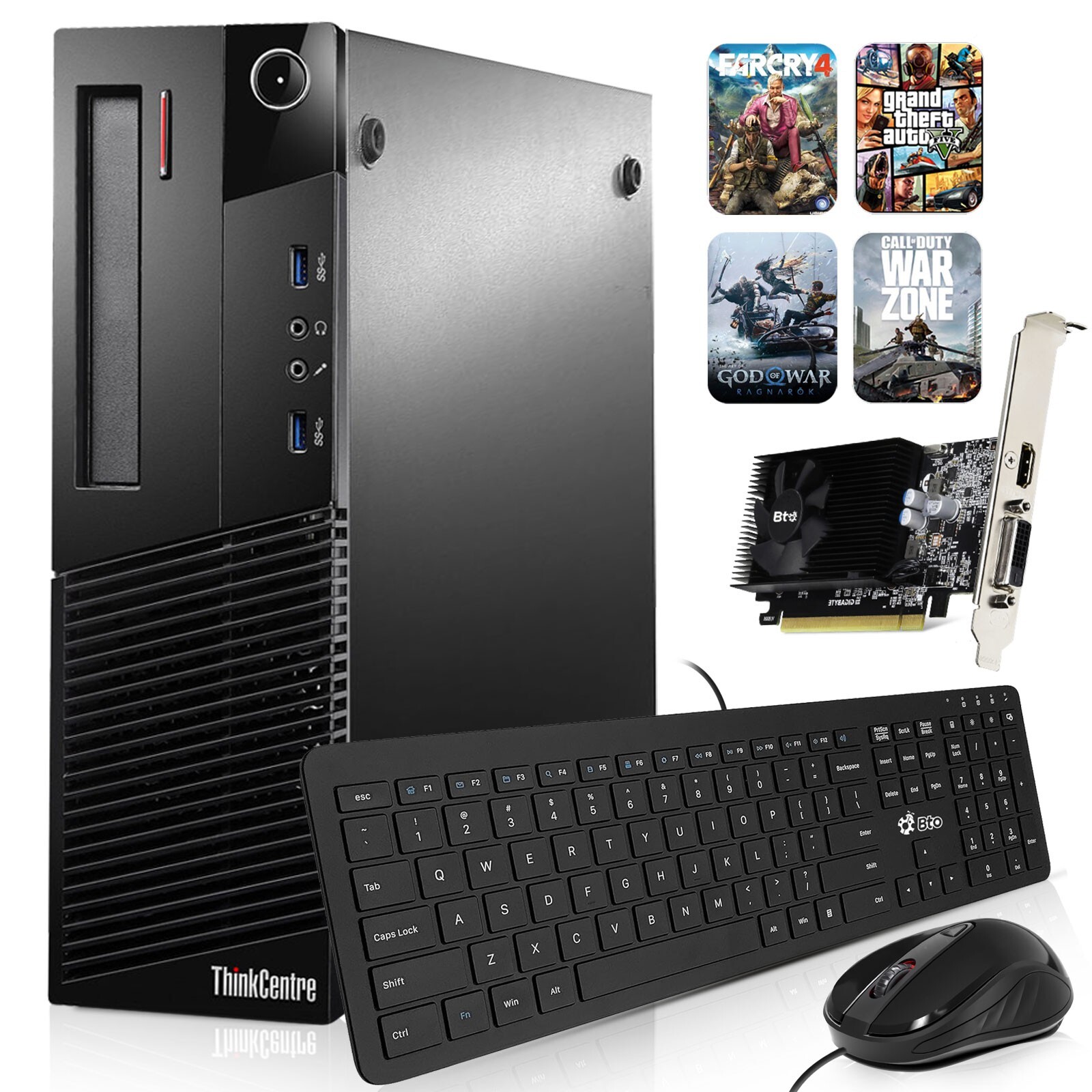Lenovo Gaming PC Desktop i5-3rd 16GB RAM 1TB HDD NVIDIA GT 1030 Wi-Fi Windows11